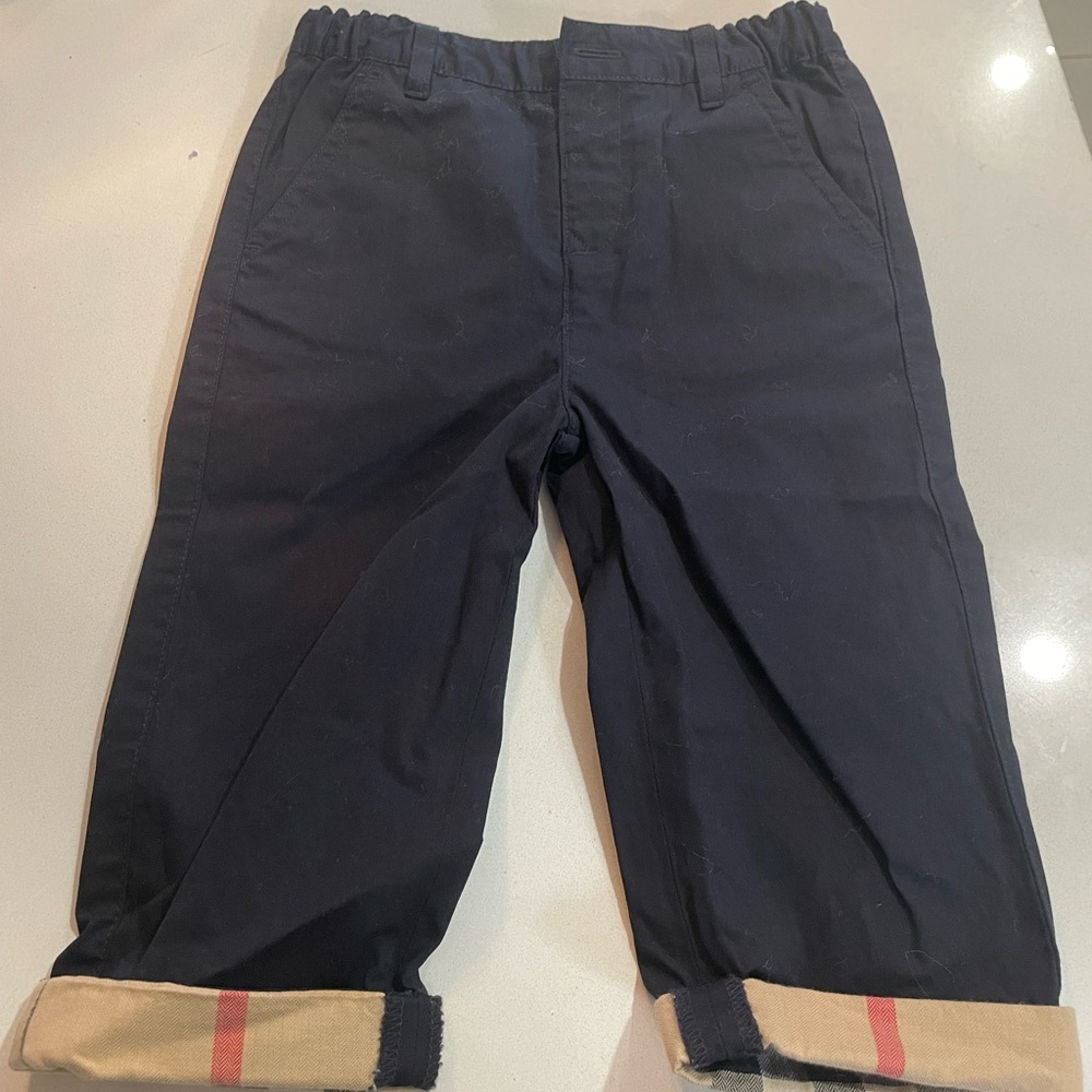 Baby boy Burberry trousers like new worn only one time. Navy blue 18 months